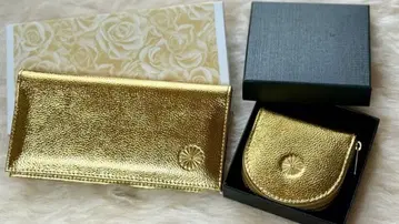 새상품 황궁, 교토 어소 한정판 골드 장지갑 & 골드 코인 케이스 세트