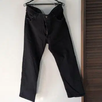 Wrangler 블랙 데님 스트레이트 팬츠