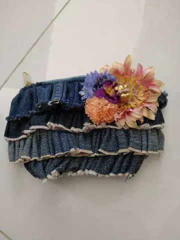 guri guri 데님 곰 참 파우치