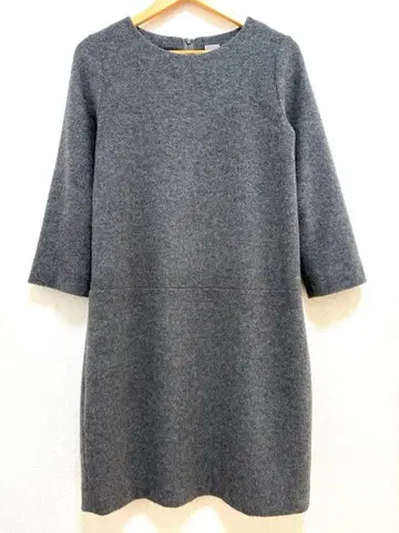 새상품급 크로체크로스 원피스 울 긴팔 그레이 M 사이즈 일본제