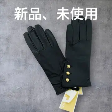 Michael Kors 가죽 장갑 블랙 골드 컬러 버튼 포함