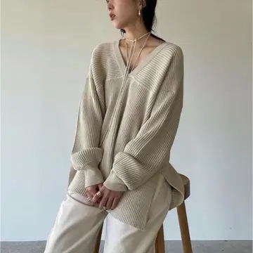 MIX COLOR STRING WIDE KNIT TOPS 아이보리 2