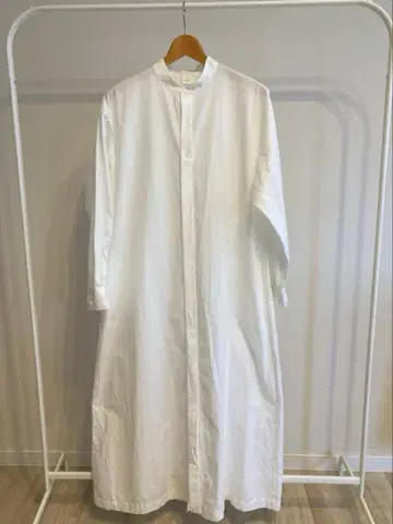 카구레 코튼 셔츠 원피스 화이트 심플