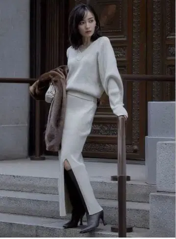 anuans 리브컷 니트 셋업