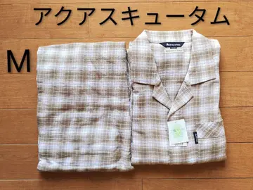 새상품 아쿠아 스큐텀 파자마 긴팔 롱 바지 M 체크 무늬 이중 거즈