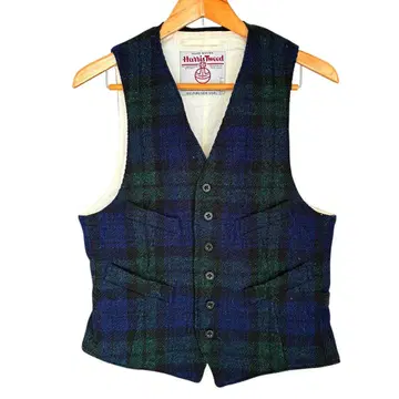 BEAMS+ 해리스 트위드 블랙워치 체크 베스트 M