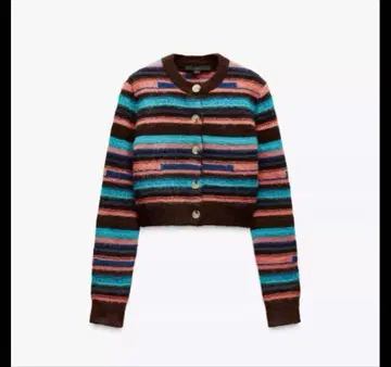 멀티 컬러 스트라이프 크롭 가디건 ZARA