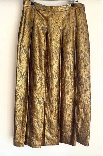 DRIES VAN NOTEN 골드 플리츠 스커트 사이즈 38