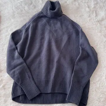 IENA AQUA 하이넥 와이드 풀오버 울 캐시미어 터틀 니트