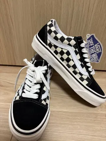 미사용 VANS 올드스쿨 체크 무늬 Lo 캔버스 스니커즈