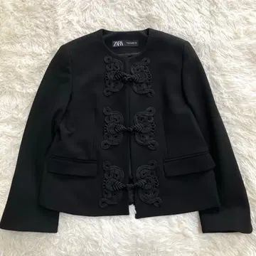 자라 ZARA 차이나 노카라 자켓 긴팔 블랙 S