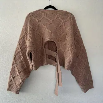 EVRIS 핑크 베이지 다이아몬드 편직 니트