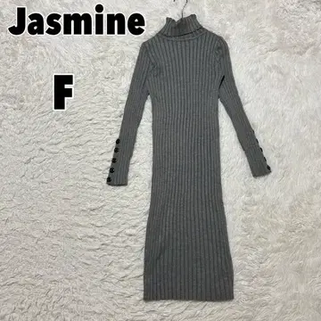 재스민 그란디 플로라 터틀넥 리브 니트 원피스