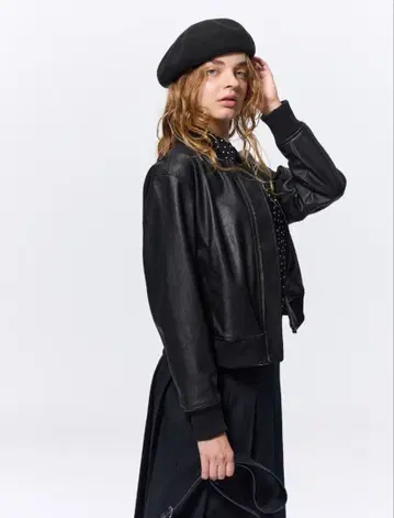 GU 레더 터치 블루종 S 사이즈 블랙