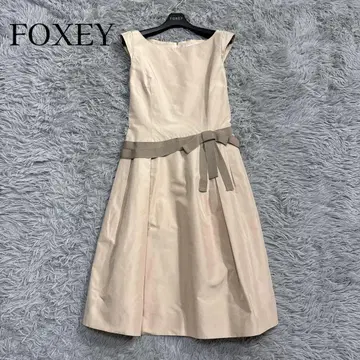 새상품급 폭시 실크 리본 원피스 A라인 핑크 베이지 38