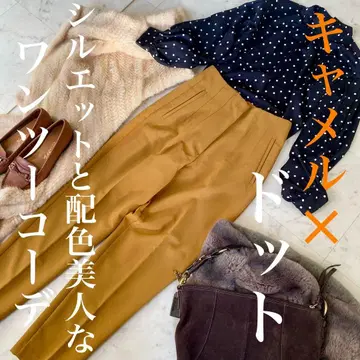 ZARA 카멜 팬츠 x 도트 무늬 셋업 코디 판매 묶음 판매