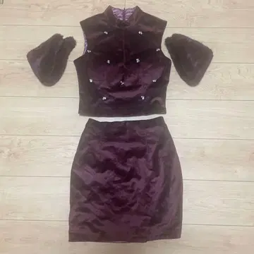 DBA by ROBE de FLEURS 보르도 벨벳 드레스