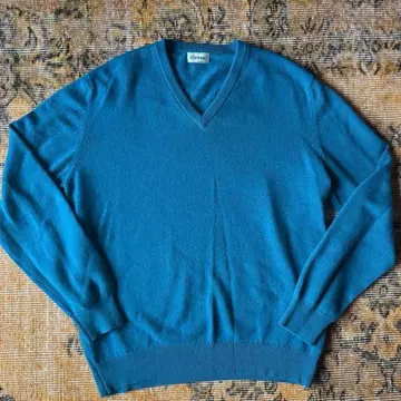 GLENMAC 캐시미어 V넥 니트 XL 에메랄드 그린