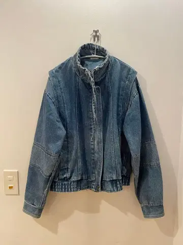 데님 스탠드 카라 자켓