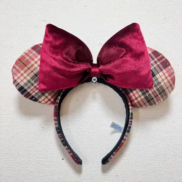 머리띠 신상 빨간색 체크 미니 크리스마스 디즈니 체크