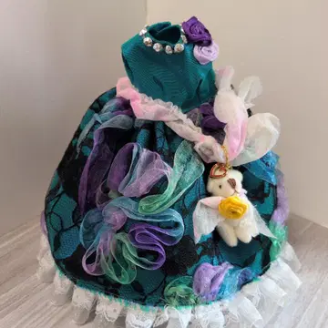 터콰이즈와 보라색 옷 갈아입기 드레스