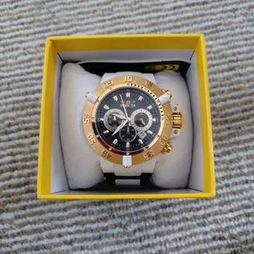 Invicta 크로노그래프 손목시계 골드 화이트