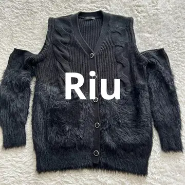 Riu Fur 스위칭 니트 가디건 오프숄더