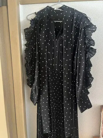 SNIDEL 쉬폰 보타이 도트 롱 원피스 사이즈 0