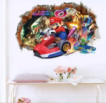 슈퍼 마리오 마리오 카트 월 스티커 벽지 벽 씰 벽 스티커