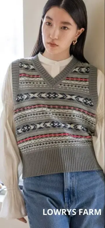 로리즈팜 자카드 네온 L 베스트 F 그레이