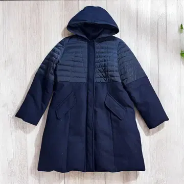 유마 코시노 40 후드 부착 다운 코트 이소재 절개 다운 페더