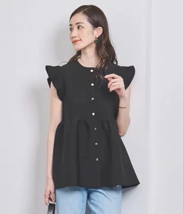 니트 페플럼 프릴 슬리브 니트 베스트 유나이티드 애로우즈