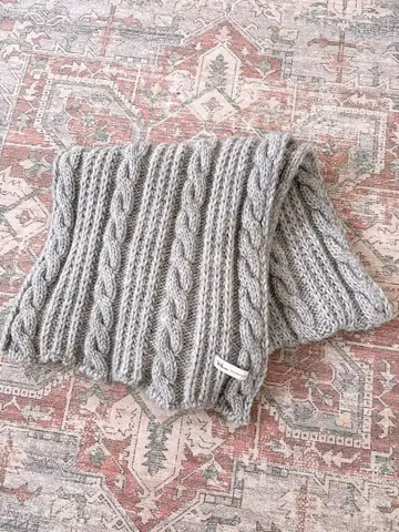 Rothman 케이블 짜임 니트 머플러 그레이