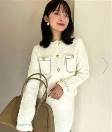 anuans 아뉴앙스 노카라 니트 자켓 S 화이트