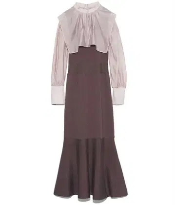 스나이델 스퀘어 칼라 도킹 니트 원피스 머메이드 롱 원피스