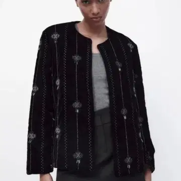 ZARA 자수 벨벳 자켓