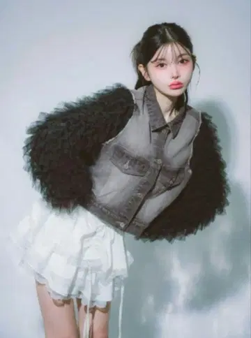 다리치 볼륨 튤 데님 G 블랙