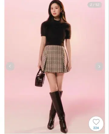 Sustainable 로빙 체크 미니 스커트 스나이델