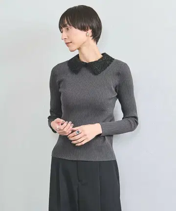 새상품 [ 유나이티드 애로우즈 ] 롱 슬리브 니트 레이스 옷깃