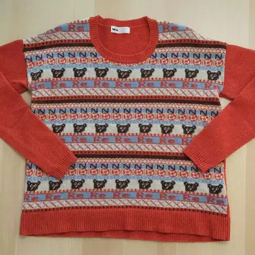 새상품급 네넷 긴팔 니트 오렌지 곰