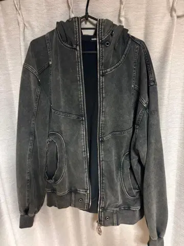 BAREARCHIVE 그레이 후드 부착 후드티