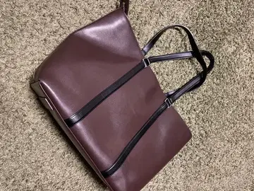 브라운 합성 피혁 토트백