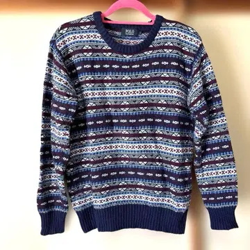 POLO 네이비 페어아일 패턴 스웨터 S~M 사이즈