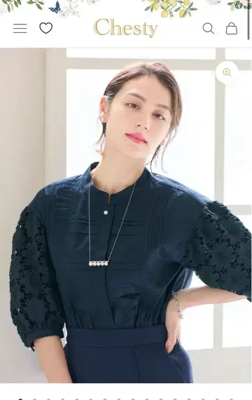 체스티 레이스 슬리브 블라우스 네이비 사이즈 1