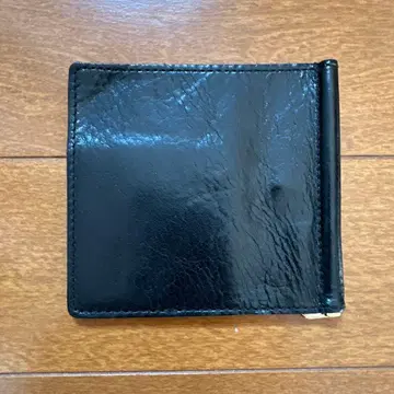 가죽 블랙 이단 접이식 머니클립