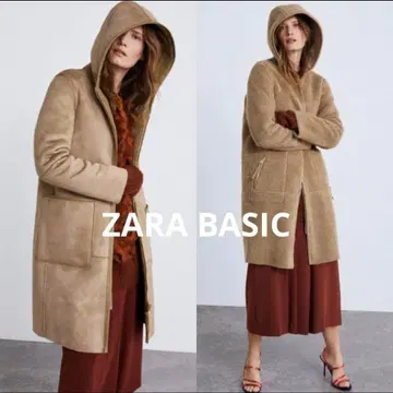 [ 새상품 ] ZARA 페이크 스웨이드 무스탕 보아 리버서블 롱 코트