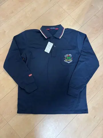 택 포함 새상품 Kent Bros. 긴팔 피케 셔츠 M 속기모 네이비