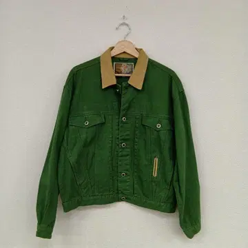 그린 베이지 옷깃 데님풍 자켓