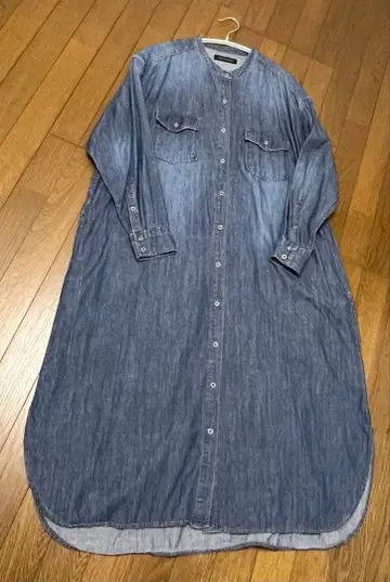 어반 리서치 데님 셔츠 원피스 롱 노카라 원피스