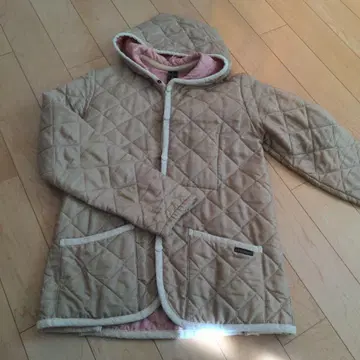 LAVENHAM 퀼팅 자켓 베이지 후드 부착